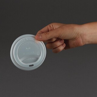 photo 3 couvercles compostables pour gobelets boissons chaudes vegware 34 cl / 45,5 cl x1000