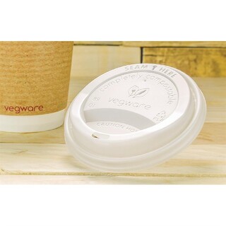 photo 4 couvercles compostables pour gobelets boissons chaudes vegware 34 cl / 45,5 cl x1000