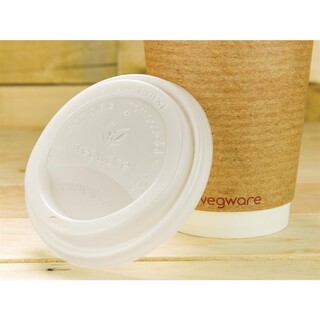 photo 5 couvercles compostables pour gobelets boissons chaudes vegware 34 cl / 45,5 cl x1000