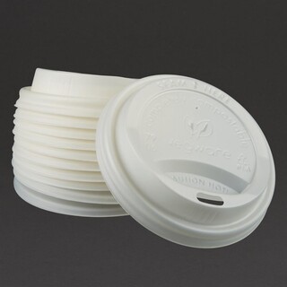 photo 2 couvercles pour gobelets boissons chaudes compostables vegware 225ml lot de 1000