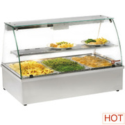 Vitrine chauffante, bain-marie 3 gn 1/1, panoramique