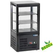 Vitrine de table ventilée, 4 faces vitrées, 3 niveaux black