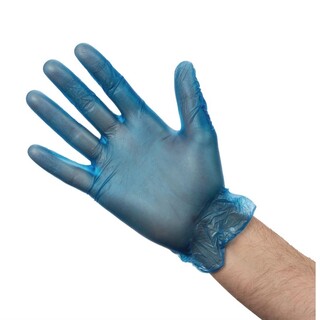 photo 1 gants alimentaires en vinyle poudré hygiplas bleus xl - boîte de 100.