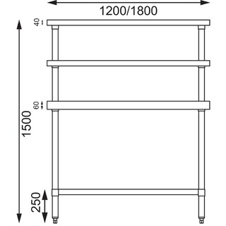 photo 9 table inox avec 2 étagères supérieures vogue 1200mm