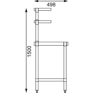 photo 3 table inox avec 2 étagères supérieures vogue 1800mm