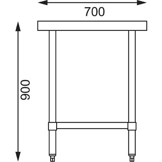 photo 4 table en acier inoxydable sans rebord vogue 600 x 700mm