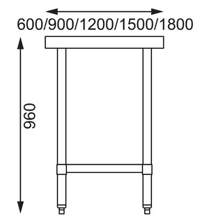 photo 3 table en acier inoxydable sans rebord vogue 1200 x 700mm