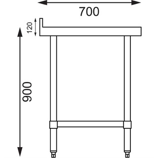 photo 3 table en acier inoxydable avec rebord vogue 600 x 700mm