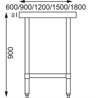 photo 9 table de préparation sans rebord en acier inoxydable vogue 900 x 600mm