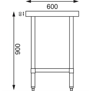 photo 6 table de préparation sans rebord en acier inoxydable vogue 1200 x 600mm