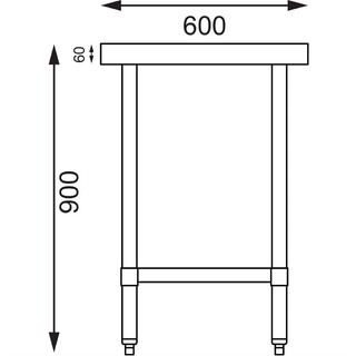 photo 3 table de préparation sans rebord en acier inoxydable vogue 1800 x 600mm