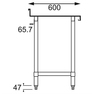 photo 2 table de préparation avec rebord en acier inoxydable vogue 600 x 600mm