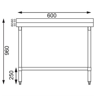 photo 7 table de préparation avec rebord en acier inoxydable vogue 600 x 600mm