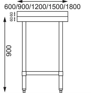 photo 8 table de préparation avec rebord en acier inoxydable vogue 600 x 600mm