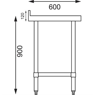 photo 9 table de préparation avec rebord en acier inoxydable vogue 600 x 600mm