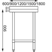 Photo 1 matériel référence T383: Table de préparation avec rebord en acier inoxydable Vogue 1800 x 600mm