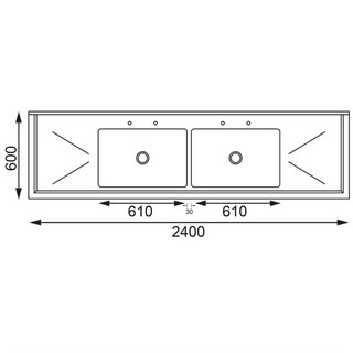 photo 9 evier en acier inoxydable vogue - 2400 x 600mm